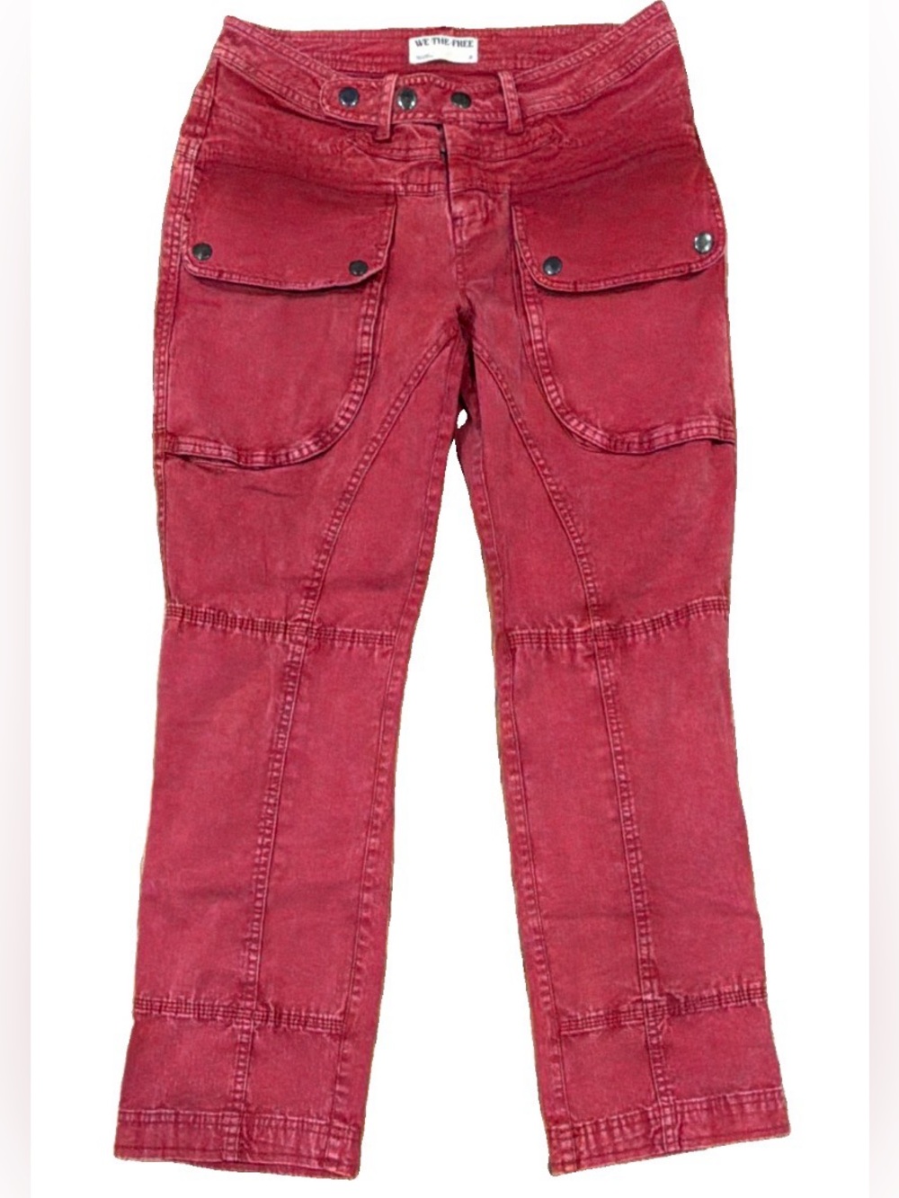 Free People We The Free Hot In It Moto Pants Sweet Kiss Red Size 2 NWOT